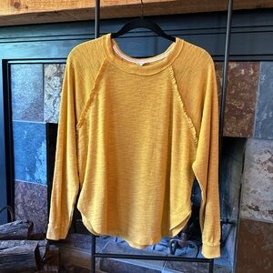 Pilcro from Anthropologie Yellow Raglan Crew Long Sleeve Top